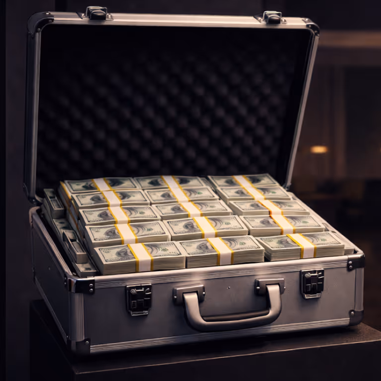 WestAce Casino fast payout cash briefcase representing instant withdrawals and secure payments